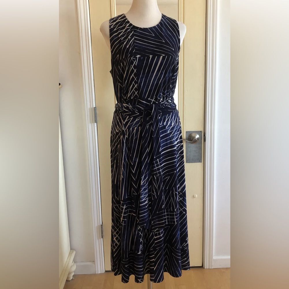 Ralph Lauren Blue and White Sleeveless Dress size 10